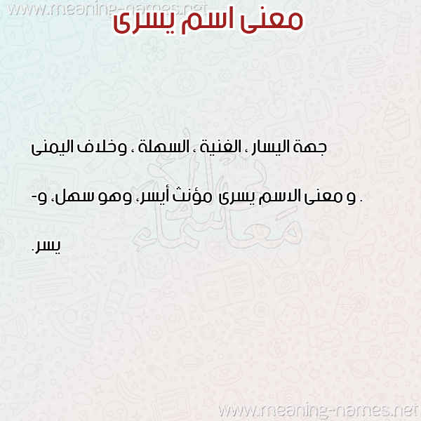 صورة اسم يسرى Yosra معاني الأسماء على صورة